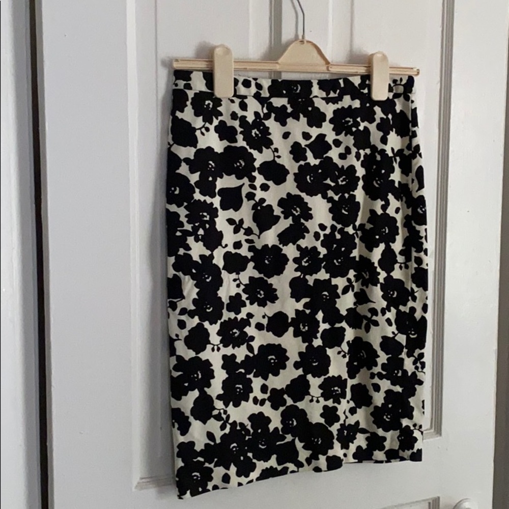 White and Black Floral Loft skirt.